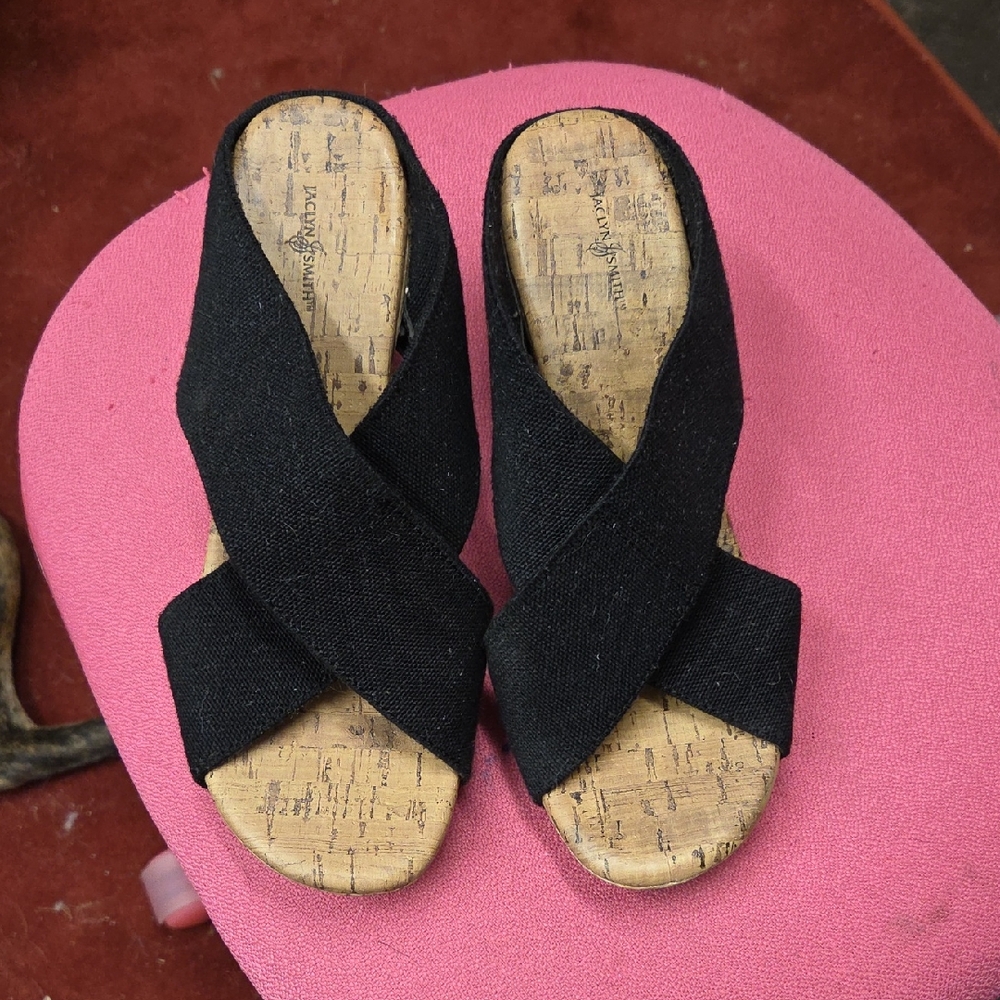 Kenneth Cole Reaction Black Mules with Cork Sole